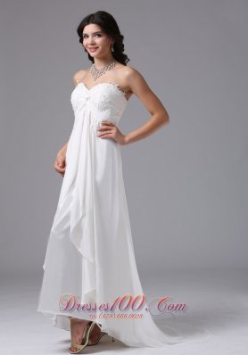 High Low Lace Ruched Sweetheart Bridal Dresses