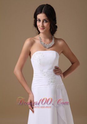 Appliques Strapless Chiffon High Low Bridal Dresses