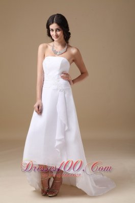 Appliques Strapless Chiffon High Low Bridal Dresses