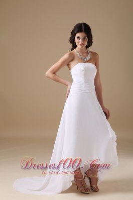 Appliques Strapless Chiffon High Low Bridal Dresses