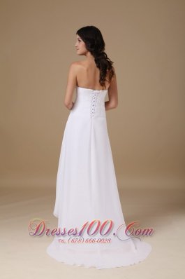 Appliques Strapless Chiffon High Low Bridal Dresses