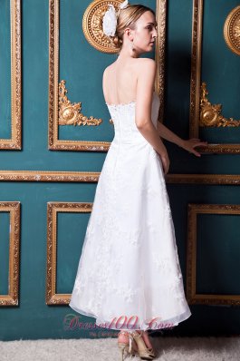 Flower Sash Appliques Strapless Wedding Dress Column