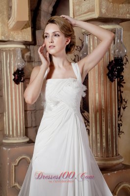 Straps Watteau Train Bridal Wedding Dress Chiffon