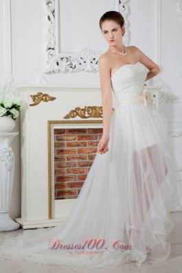 Organza Sweetheart Beaded Wedding Dress Court Train