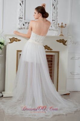 Organza Sweetheart Beaded Wedding Dress Court Train