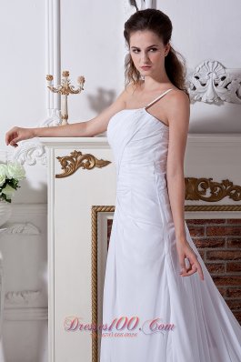 One-shoulder Chic Beaded Ruched Wedding Dress