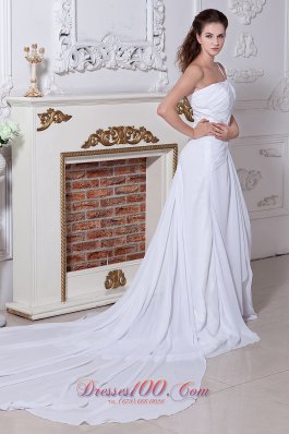 One-shoulder Chic Beaded Ruched Wedding Dress