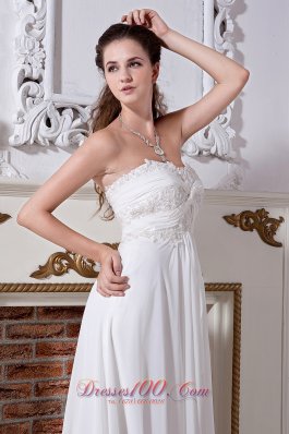 Strapless Chiffon Empire Embroidery Beaded Wedding Dress