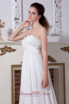 Strapless Chiffon Empire Embroidery Beaded Wedding Dress