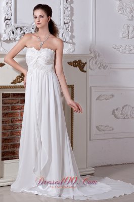 Strapless Chiffon Empire Embroidery Beaded Wedding Dress