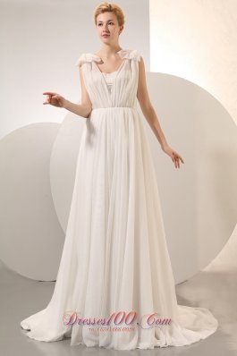 Vintage Empire Ruched Chiffon High-class Wedding Dress