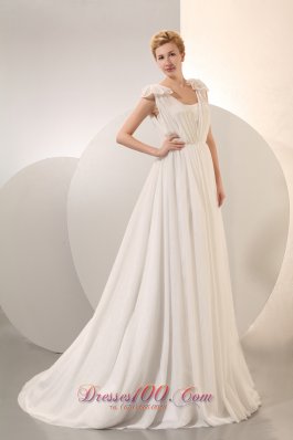 Vintage Empire Ruched Chiffon High-class Wedding Dress