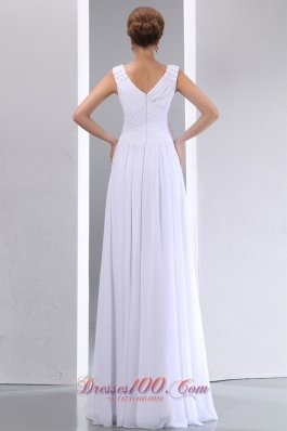 Empire V-neck High-class Beaded Chiffon Wedding Dress