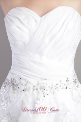 A-line Princess Sweetheart Appliques Beaded Wedding Dress