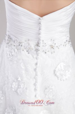 A-line Princess Sweetheart Appliques Beaded Wedding Dress