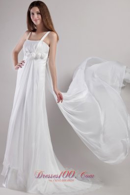 Straps Chiffon Discounted Floor-length Wedding Dress