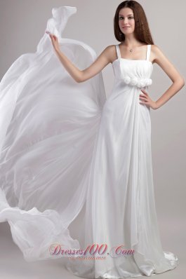 Straps Chiffon Discounted Floor-length Wedding Dress