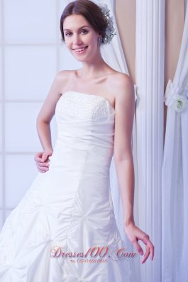 Strapless A-line Ankle-length Taffeta Wedding Dress