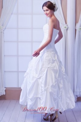 Strapless A-line Ankle-length Taffeta Wedding Dress