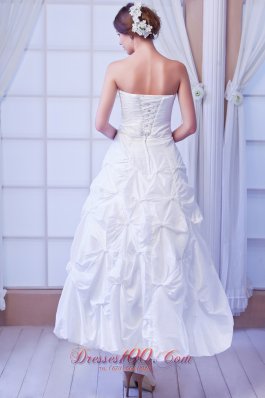 Strapless A-line Ankle-length Taffeta Wedding Dress