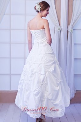 Strapless A-line Ankle-length Taffeta Wedding Dress