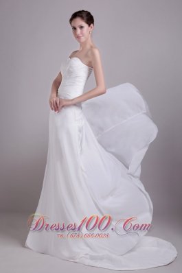 White Empire Ruched Sweetheart Chiffon Wedding Dress