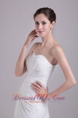 White Empire Ruched Sweetheart Chiffon Wedding Dress