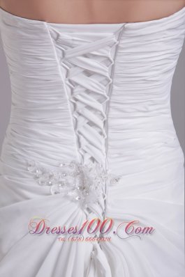 White Empire Ruched Sweetheart Chiffon Wedding Dress