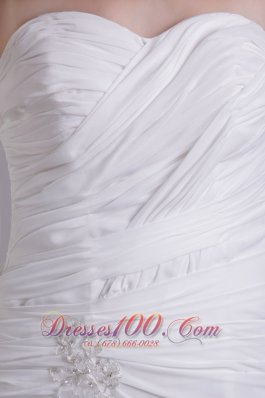 White Empire Ruched Sweetheart Chiffon Wedding Dress