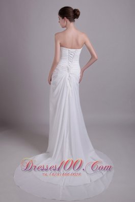 White Empire Ruched Sweetheart Chiffon Wedding Dress