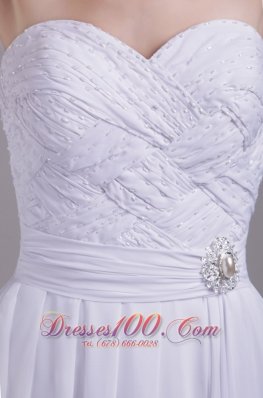 Sweetheart Ruched Train Chiffon Beading Bridal Gowns