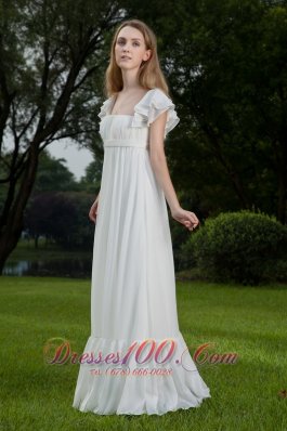 Latest Sassy Square Floor-length Chiffon Wedding Dress