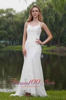 Empire Ruched Chiffon Embroidery Wedding Gowns