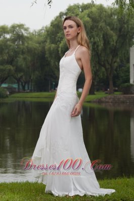 Empire Ruched Chiffon Embroidery Wedding Gowns