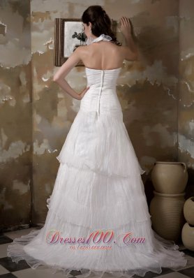 Pretty Halter Wedding Dress Floral Taffeta Organza