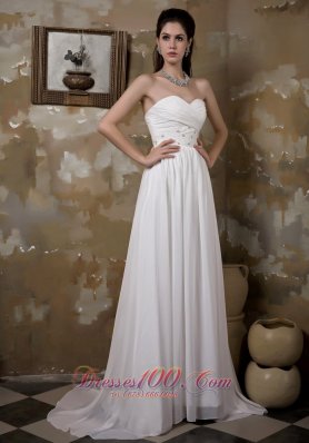 Empire Sweetheart Wedding Dress Beaded Ruched