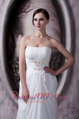 Empire Strapless Appliques Chiffon Bridal Gowns