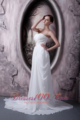 Empire Strapless Appliques Chiffon Bridal Gowns