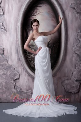 Empire Strapless Appliques Chiffon Bridal Gowns