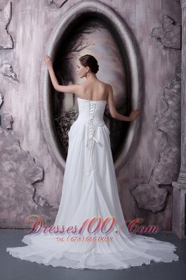 Empire Strapless Appliques Chiffon Bridal Gowns