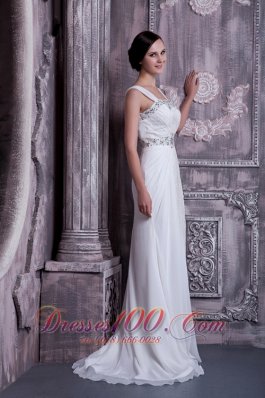 Latest Empire Straps Beaded Chiffon Wedding Gowns