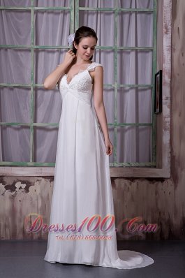 Vintage Empire Wedding Dress Chiffon Appliques