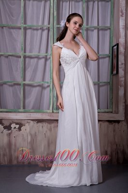 Vintage Empire Wedding Dress Chiffon Appliques