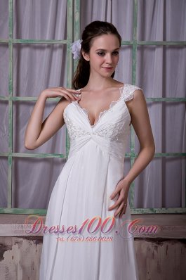 Vintage Empire Wedding Dress Chiffon Appliques