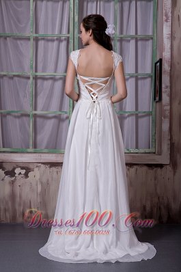 Vintage Empire Wedding Dress Chiffon Appliques