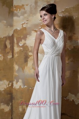 Column Affordable Court Train Beaded Wedding Dress