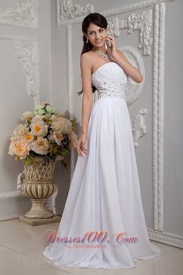 Empire Strapless Wedding Dress Chiffon Beading