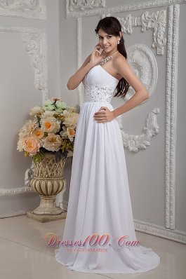 Empire Strapless Wedding Dress Chiffon Beading