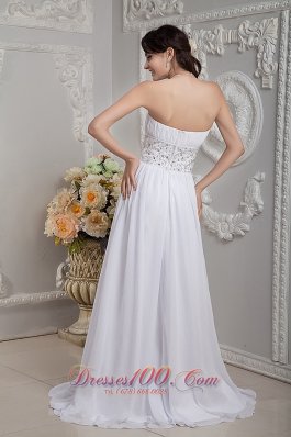 Empire Strapless Wedding Dress Chiffon Beading