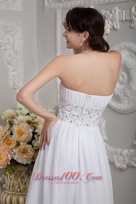 Empire Strapless Wedding Dress Chiffon Beading